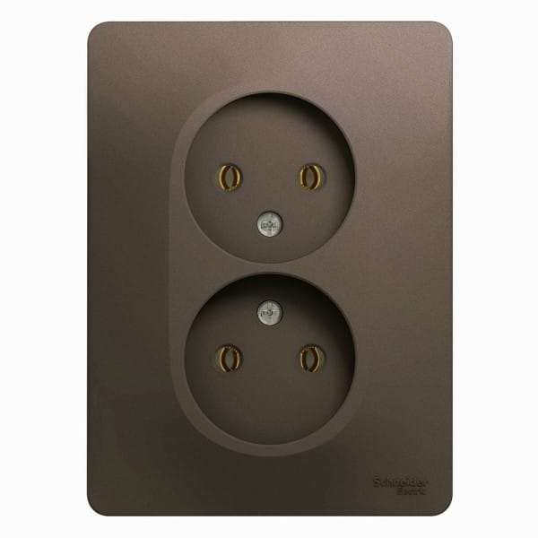Розетка двойная Glossa без заземления Шоколад Schneider Electric GSL000820
