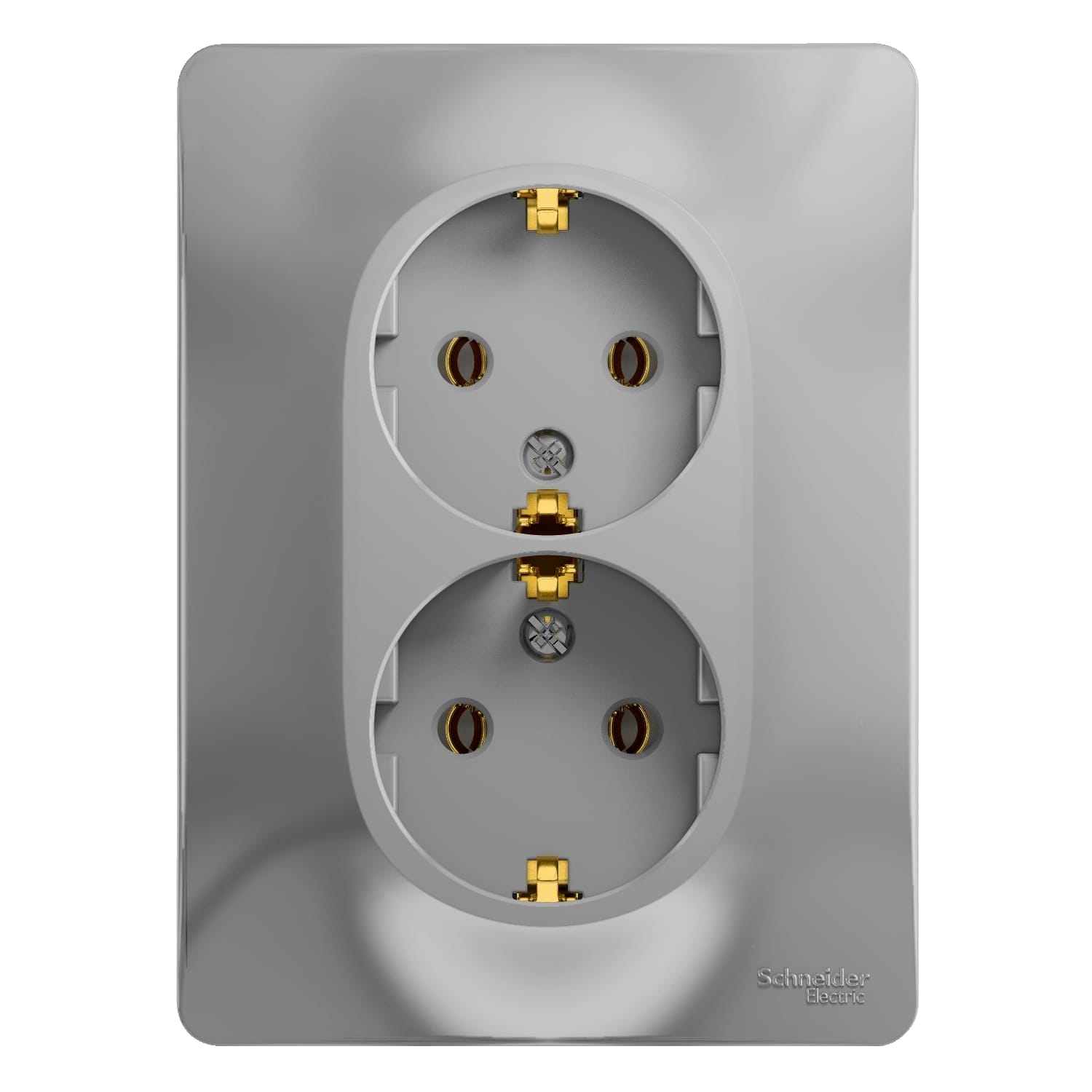 Розетка двойная Glossa с заземлением, в сборе Алюминий Schneider Electric GSL000324