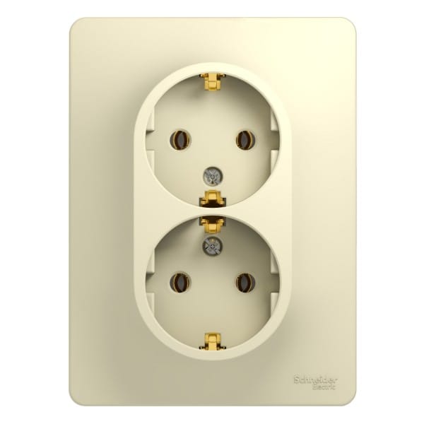 Розетка двойная Glossa с заземлением, в сборе Бежевый Schneider Electric GSL000224