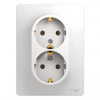 Розетка двойная Glossa с заземлением, в сборе Белый Schneider Electric GSL000124