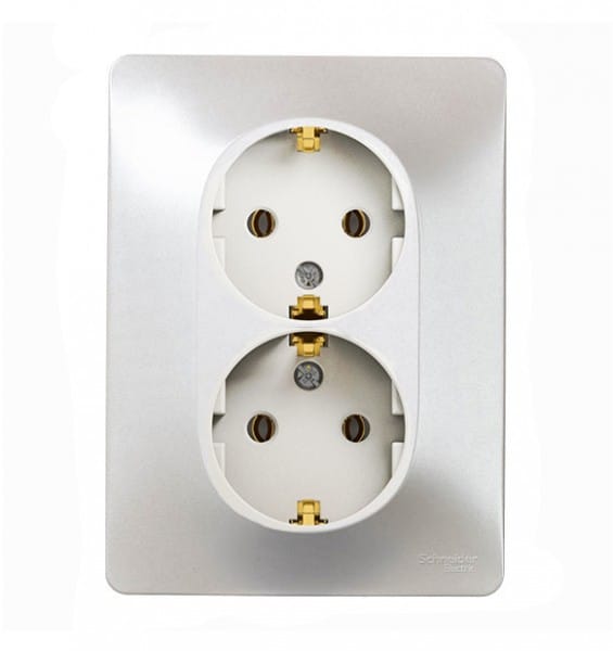 Розетка двойная Glossa с заземлением, в сборе Перламутр Schneider Electric GSL000624