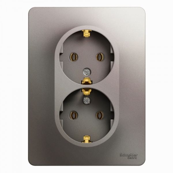 Розетка двойная Glossa с заземлением, в сборе Платина Schneider Electric GSL001224
