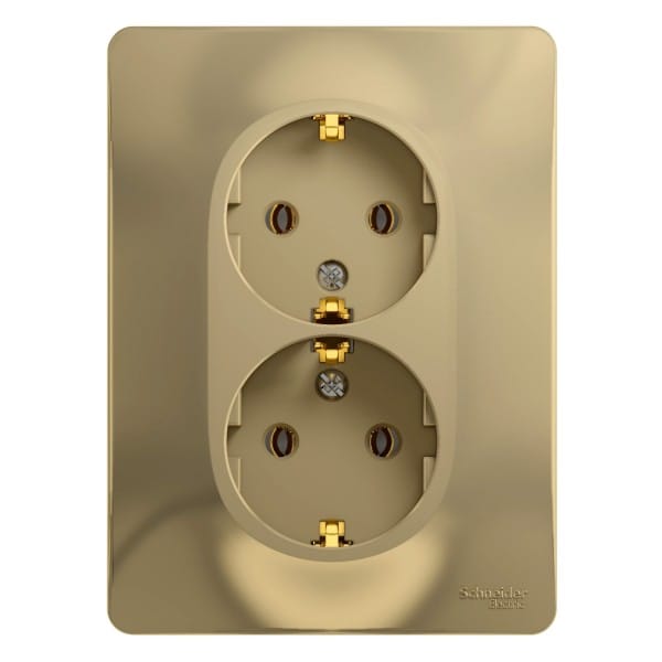 Розетка двойная Glossa с заземлением, в сборе Титан Schneider Electric GSL000424