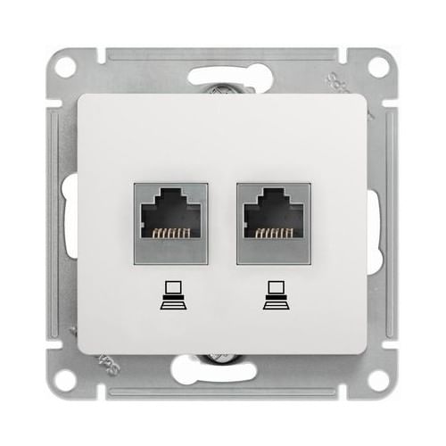 Розетка Glossa двойная RJ45+RJ45, механизм Белый Schneider Electric GSL000185KK