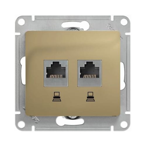 Розетка Glossa двойная RJ45+RJ45, механизм Титан Schneider Electric GSL000485KK