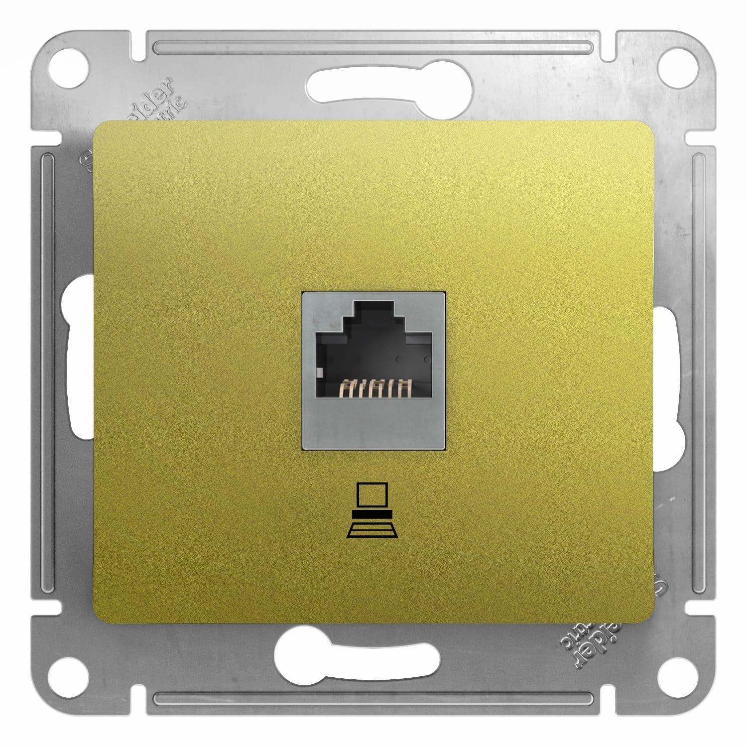 Розетка Glossa компьютерная RJ45, механизм Фисташковый Schneider Electric GSL001081K