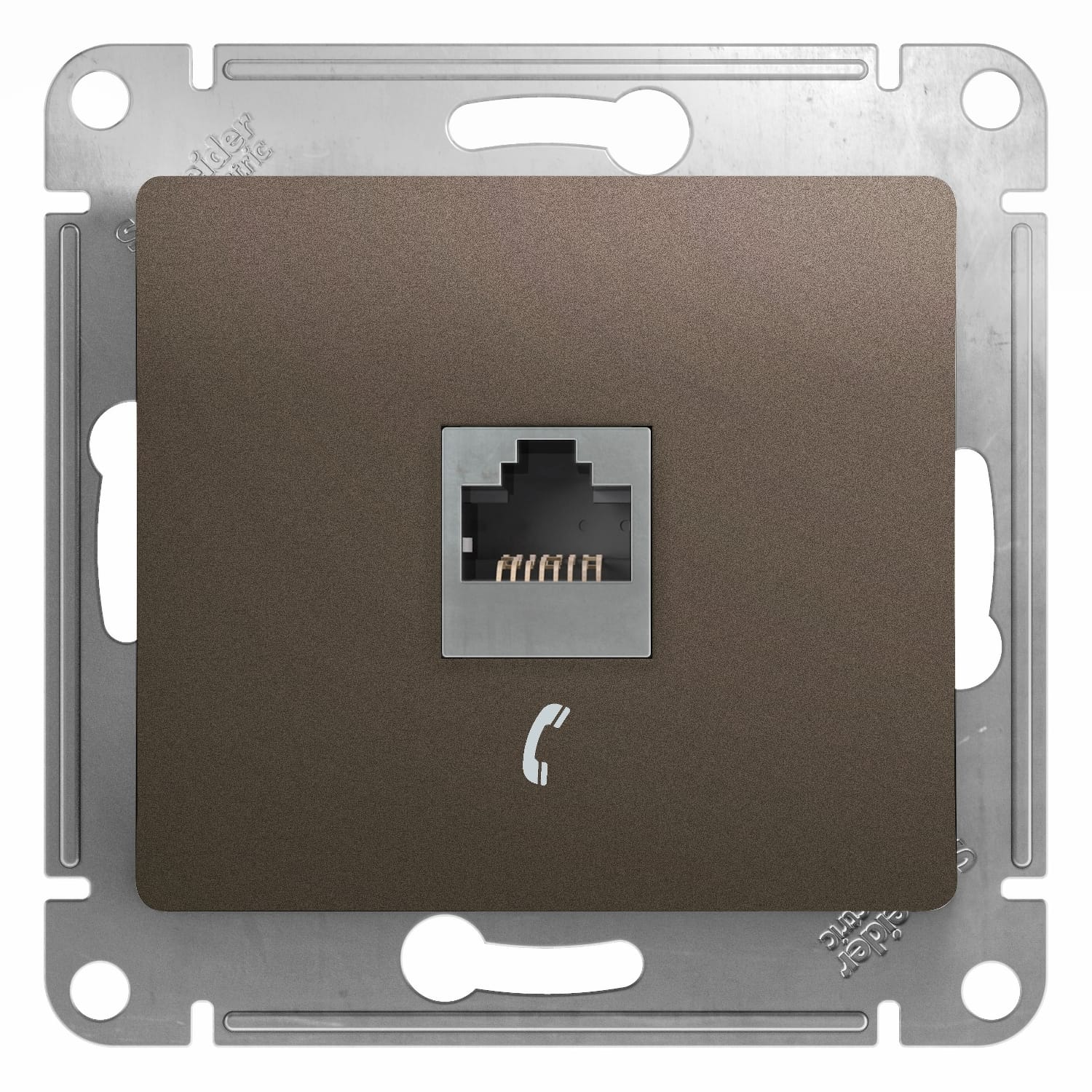 Розетка Glossa телефонная RJ11, механизм Шоколад Schneider Electric GSL000881T