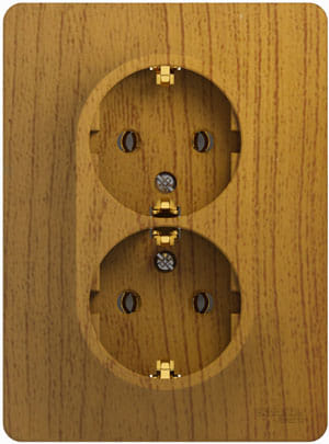 Розетка двойная Glossa с заземлением, в сборе Дуб Schneider Electric GSL000524