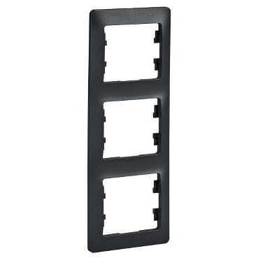 Рамка Glossa 3-постовая вертикальная Антрацит Schneider Electric GSL000707