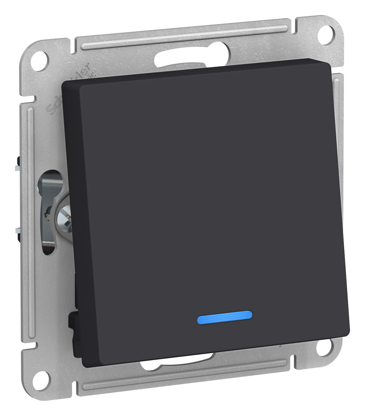 Переключатель AtlasDesign с подсветкой 1-клавишный, 10А, механизм Карбон Schneider Electric ATN001063