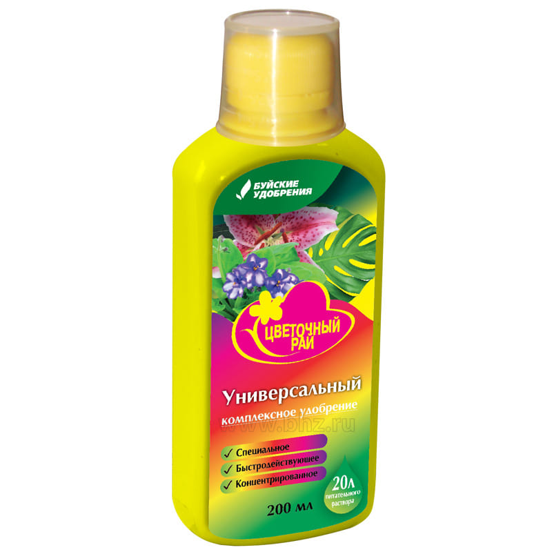 Комплексное удобрение ЦВЕТОЧНЫЙ РАЙ УНИВЕРСАЛЬНОЕ 0,2л Буйские удобрения