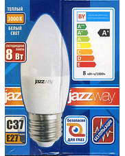 Лампа LED E27 8Вт свеча мат. 4000K Jazzway