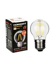Лампа LED E27 4Вт шар G45 LED-F прозрачный филамент HORIZONT 39751
