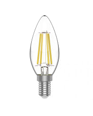 Лампа LED E14 5Вт свеча С37 LED-F прозрачный филамент HORIZONT 40214