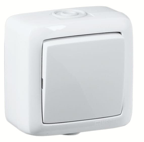 Выключатель Альфа 1-клавишный, IP44, 10А, Белый Hegel ВА10-211