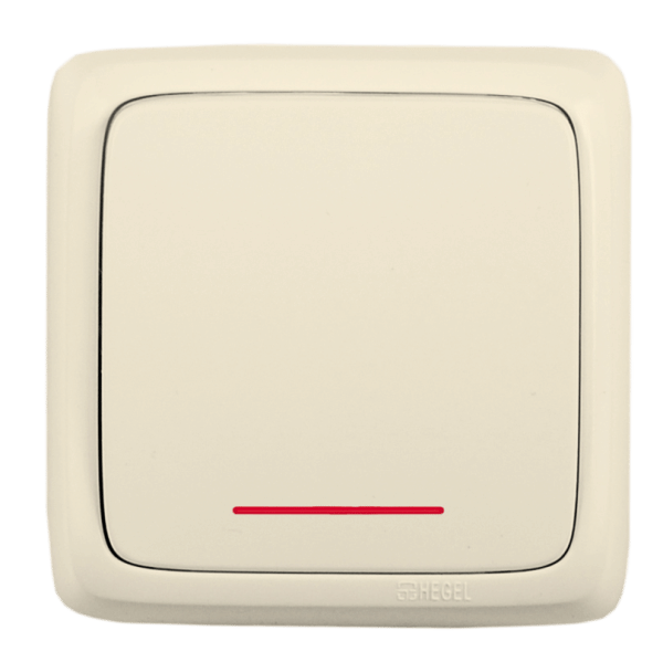 Выключатель Альфа с подсветкой 1-клавишный, 10А, Слоновая кость Hegel ВА10-114-01