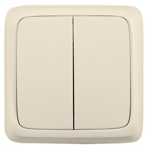 Выключатель Альфа 2-клавишный, 10А, Слоновая кость Hegel ВА10-153-01