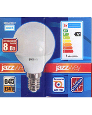 Лампа LED E14 8Вт шар 4000K матовая Jazzway