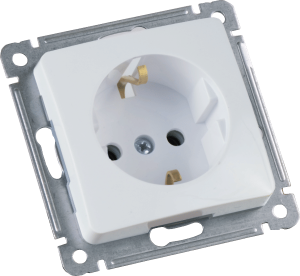 Розетка Мастер, с заземлением, без шторок, механизм Белый Hegel РС16-411