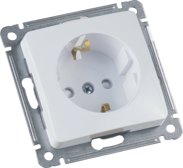 Розетка Мастер, с заземлением, со шторками, механизм Белый Hegel РС16-412