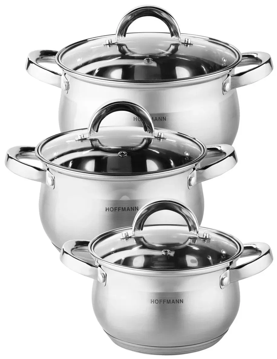 Набор кастрюль 6пр 2,1/3,1/4,1л HOFFMANN HM-5206