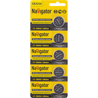 Элемент питания CR NBT-CR2016-BP5 (цена за 5 шт.) Navigator 94763