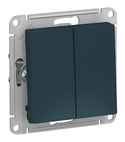 Переключатель AtlasDesign 2-клавишный, 10А, механизм Изумруд Schneider Electric ATN000865