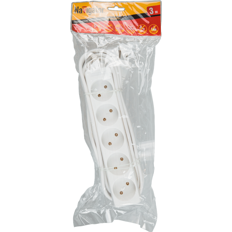 Удлинитель 3 м 5 роз. без заземл.(2х0,75мм2) 71553 Navigator