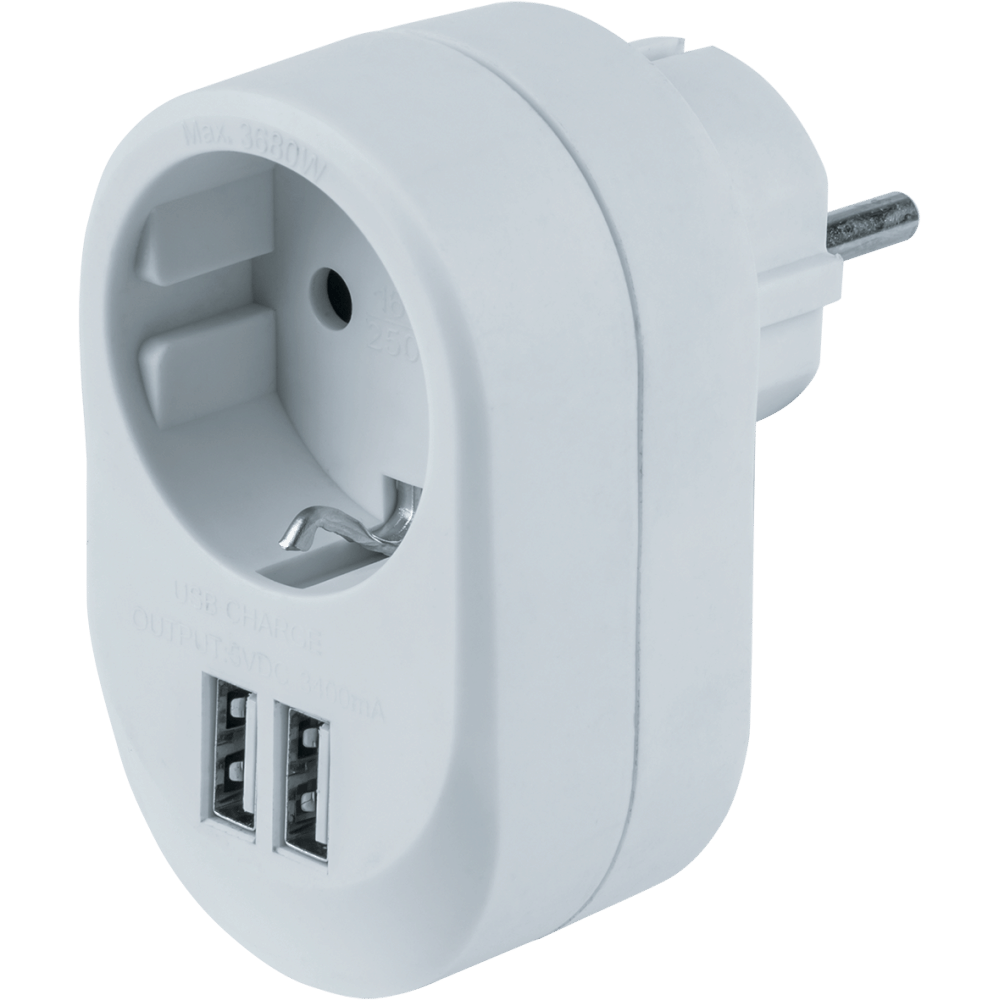 Разветвитель Переходник 1роз с з/к+2гн USB3.4A NAD-USB01-1E-C-WH 61454 Navigator