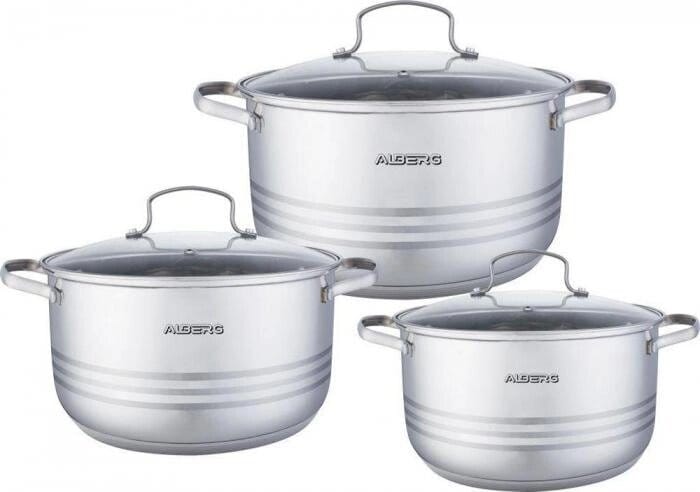 Набор кастрюль 7,6/9,8/12л ALBERG AL-2007