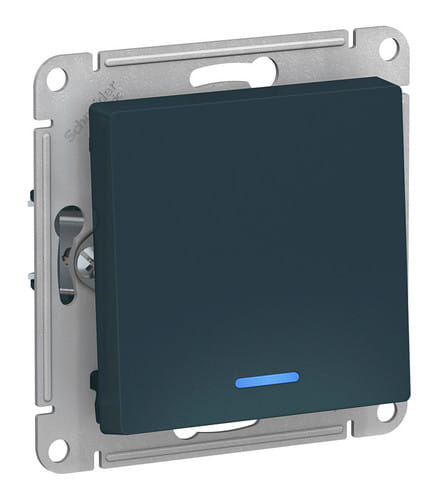 Выключатель AtlasDesign с подсветкой 1-клавишный, 10А, механизм Изумруд Schneider Electric ATN000813