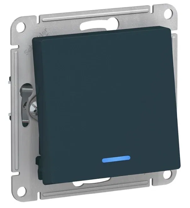Переключатель AtlasDesign с подсветкой 1-клавишный, 10А, механизм Изумруд Schneider Electric ATN000863