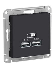 Розетка AtlasDesign USB A+A, механизм Карбон Schneider Electric ATN001033