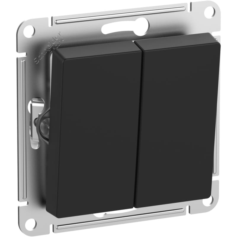 Переключатель AtlasDesign Aqua 2-клавишный, IP44, 10А, механизм Карбон Schneider Electric ATN441051