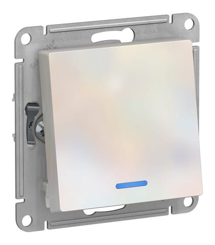 Переключатель AtlasDesign с подсветкой 1-клавишный, 10А, механизм Жемчуг Schneider Electric ATN000463