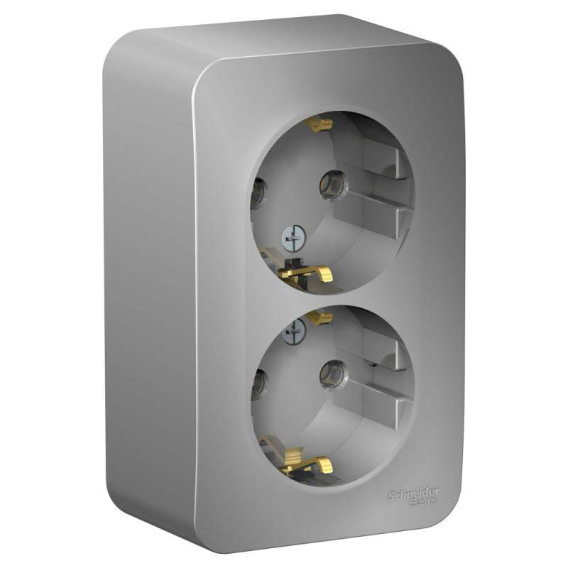 Розетка Blanca с заземлением, без шторок, 16А, Алюминий Schneider Electric BLNRA010213