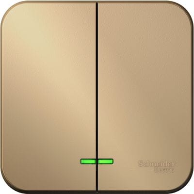 Выключатель Blanca с подсветкой 2-клавишный, 10А, Титан Schneider Electric BLNVA105114