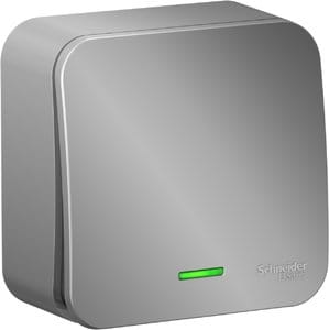 Переключатель Blanca с подсветкой 1-клавишный, 10А, Алюминий Schneider Electric BLNVA106113