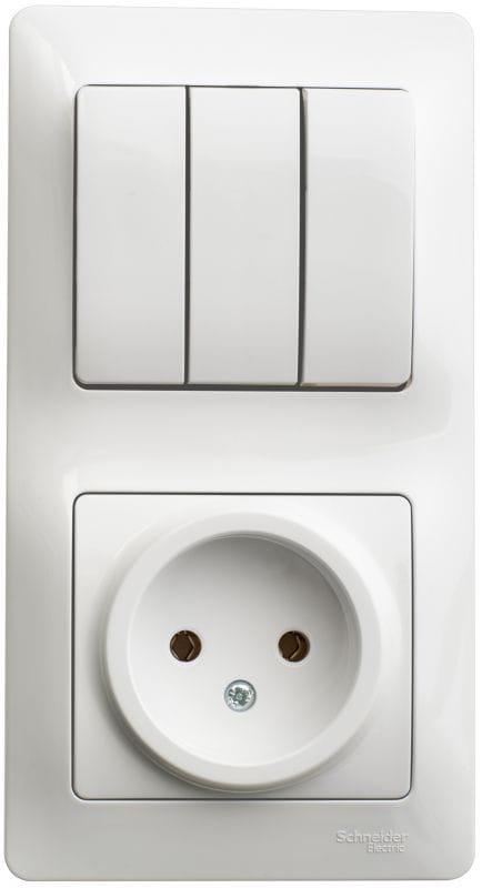 Glossa Выключатель 3-клавишный, розетка без заземления Schneider Electric GSL000176