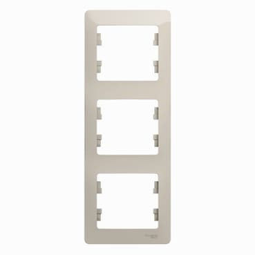 Рамка Glossa 3-постовая вертикальная Молочный Schneider Electric GSL000907