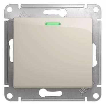 Переключатель Glossa с подсветкой 1-клавишный, 10А, механизм Молочный Schneider Electric GSL000963