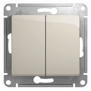 Переключатель Glossa 2-клавишный, 10А, механизм Молочный Schneider Electric GSL000965