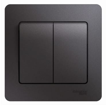 Выключатель Glossa 2-клавишный, в сборе Графит Schneider Electric GSL001352