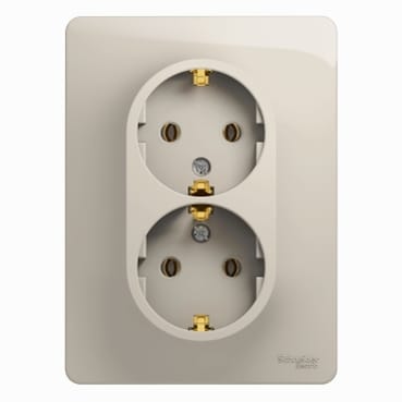 Розетка двойная Glossa с заземлением, в сборе Молочный Schneider Electric GSL000924