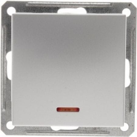 Выключатель W59 с подсветкой 1-клавишный, 16А, механизм Матовый хром Schneider Electric VS116-153-5-86