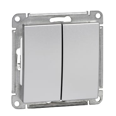 Выключатель W59 2-клавишный, 10А, механизм Матовый хром Schneider Electric VS510-252-5-86