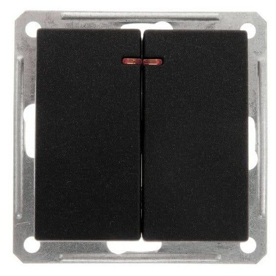 Выключатель W59 с подсветкой 2-клавишный, 16А, механизм Черный бархат Schneider Electric VS516-251-6-86