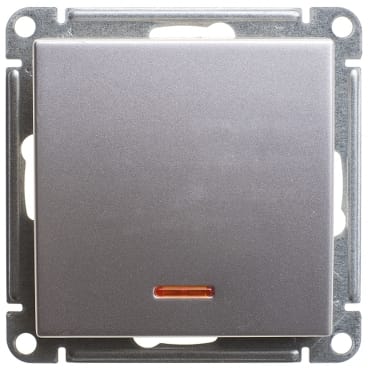 Переключатель W59 с подсветкой, 1-клавишный, 10АХ, механизм Матовый хром Schneider Electric VS610-157-5-86