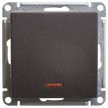 Переключатель W59 с подсветкой, 1-клавишный, 10АХ, механизм Черный бархат Schneider Electric VS610-157-6-86