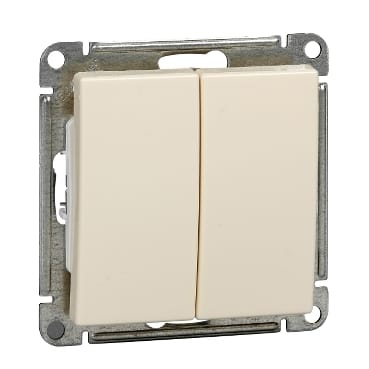 Переключатель W59 2-клавишный, 10АX, механизм Слоновая кость Schneider Electric VS610-256-2-86
